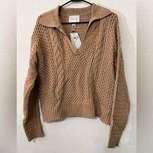 Jason Wu Sweater Wool Blend Cable Knit Sweater Camel Size Medium